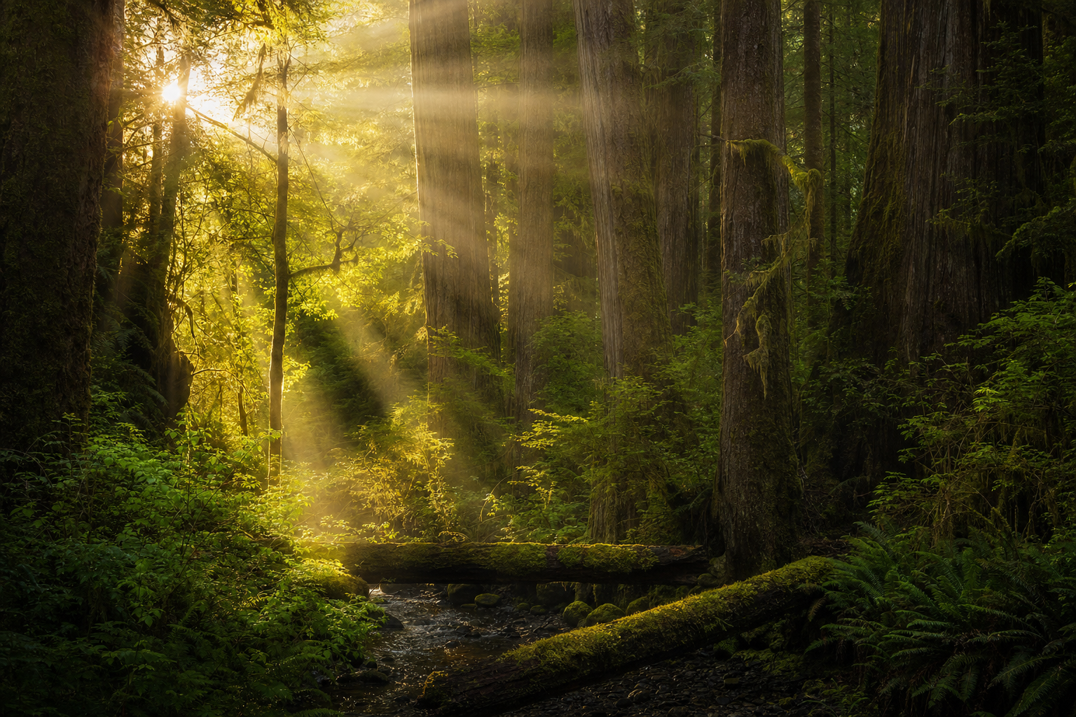 Light through forest