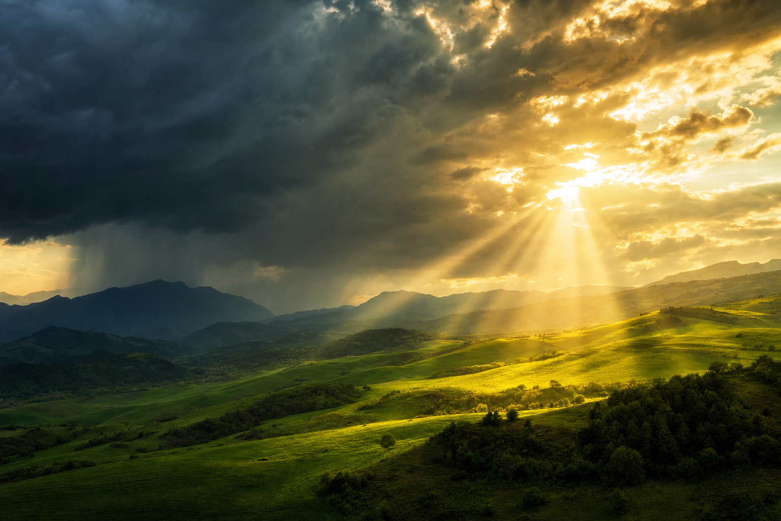 Storm clearing over hills